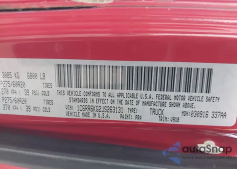 2018 Ram 1500 Express 4X2 5'7 Box z USA, uszkodzony, nr VIN 1C6RR6KG2JS263131
